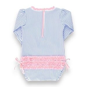 Ruffle Butts Periwinkle Blue Seersucker One Piece Swim 3-6 Months Striped